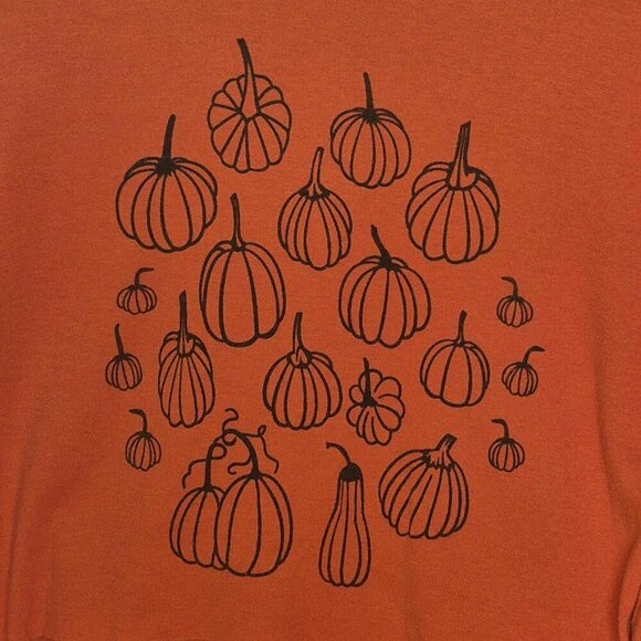 🍄 50% OFF - Orange Pumpkin Graphic Long Sleeve T-Shirt Crop Top - Picture 4 of 8